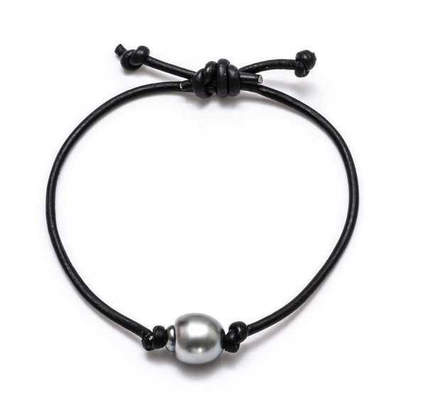 10MM Tahitian Pearl on Adjustable Leather Cord