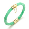 Hinged Carved Jade 'Bamboo' Bangle Bracelet