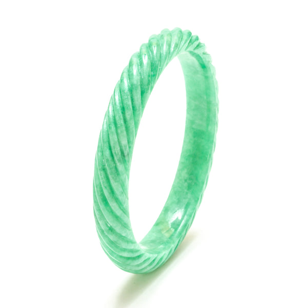 Carved Jade Bangle Bracelet