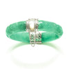 Hinged Carved Jade & Mother of Pearl Bangle Bracelet