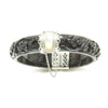 Hinged Carved Jade & Mother of Pearl Bangle Bracelet