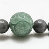 Natural Charcoal & Green Burmese Jadeite Stretch Bracelet