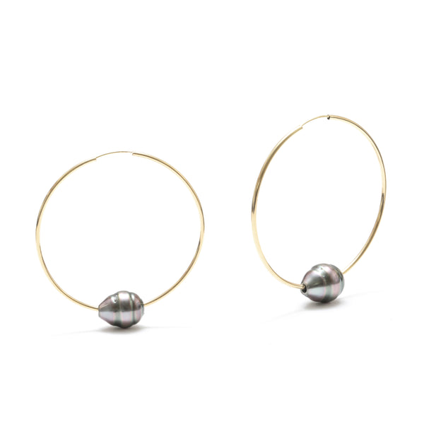 11MM Tahitian Pearl Floating Pearl Earring