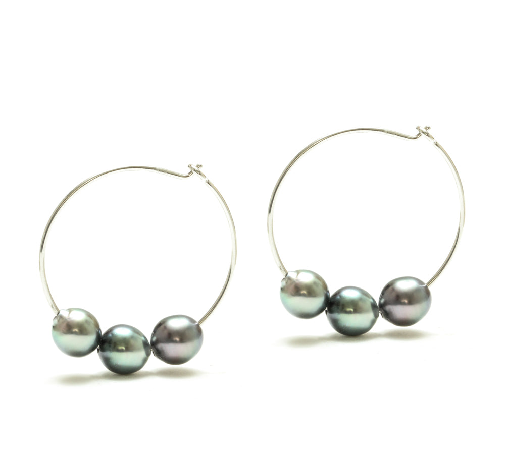 Tahitian Pearl Hoop Earrings