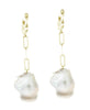 13mm Baroque Pearl On Sterling Silver Paperclip Chain Earrings