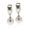 9MM Tahitian Or White South Sea Pearl Faceted Huggie Hoop Earrings