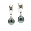 9MM Tahitian Or White South Sea Pearl Faceted Huggie Hoop Earrings