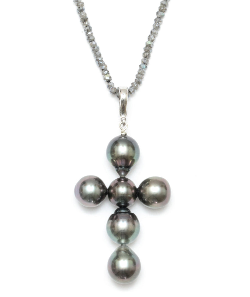 10-12MM Tahitian Pearl Removable Cross Pendant