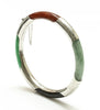 6mm Multi color Jade Sterling Silver Hinged Bangle