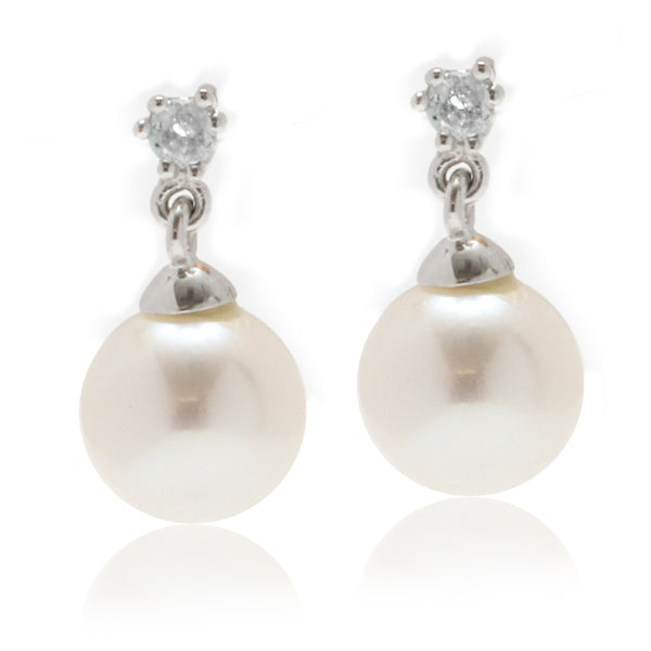 14K 7MM Pearl and Diamond Earrings