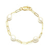 9mm Baroque Pearl On Sterling Silver Paperclip Chain Bracelet