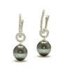 9MM Tahitian Pearl & Choice Of Black Spinel or White Zircon Drop Earrings