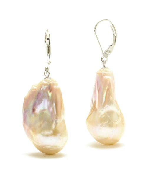 17MM Natural Pink Baroque Pearl Drop Earrings