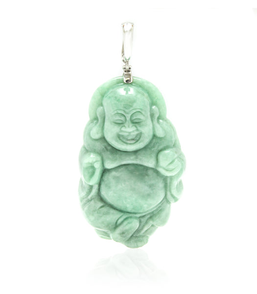 Natural Green Jade Laughing Buddha Pendant