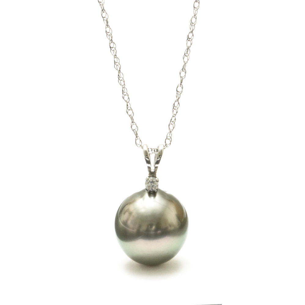 Holiday Special 10MM Tahitian Pearl Pendant with diamond