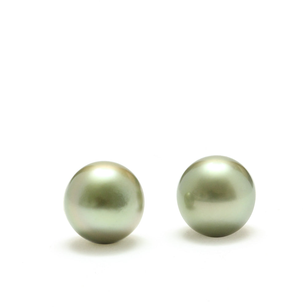 Limited Edition Natural Dark Pistachio Tahitian Pearl Earrings
