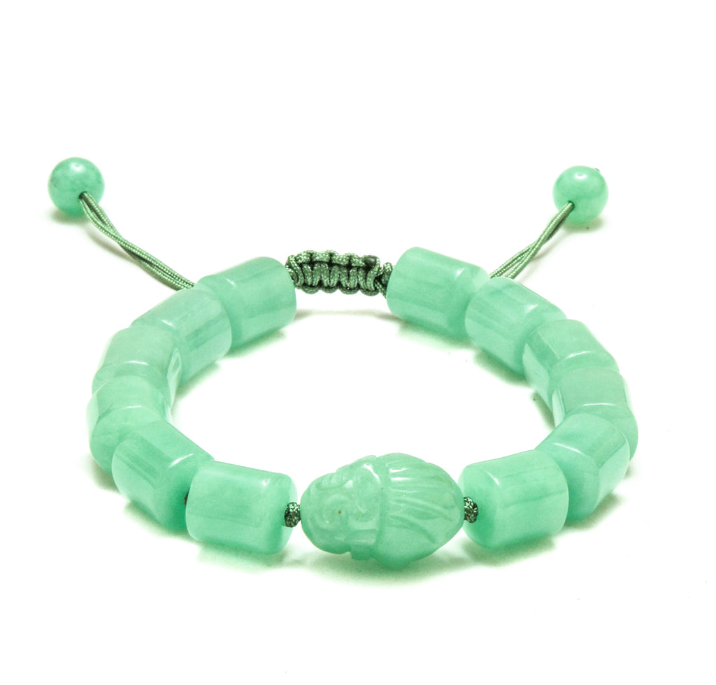 Green Jade Laughing Buddha Adjustable Bracelet