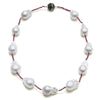 18", 24" or 34" 13-15MM Baroque Pearl & Spinel Or Ruby Station Necklace