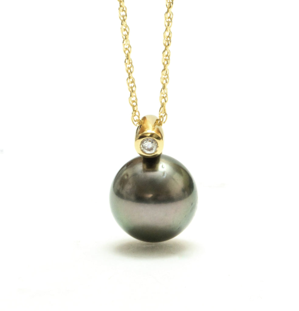 9mm Tahitian, White or Golden South Sea Pearl Pendant